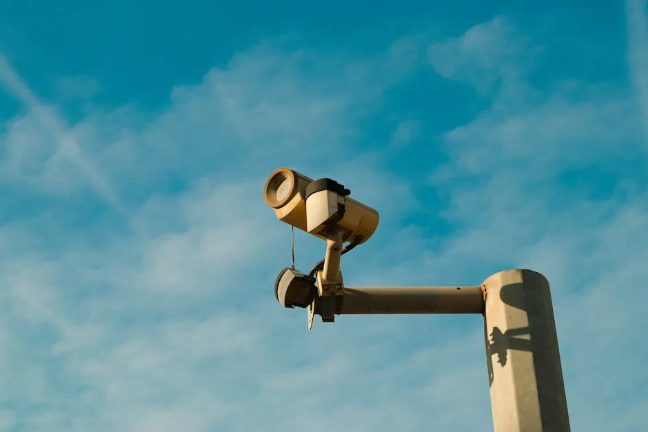 Outdoor security camera mounted near a coop for monitoring predators